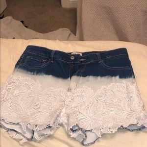 Lace ombré jean shorts